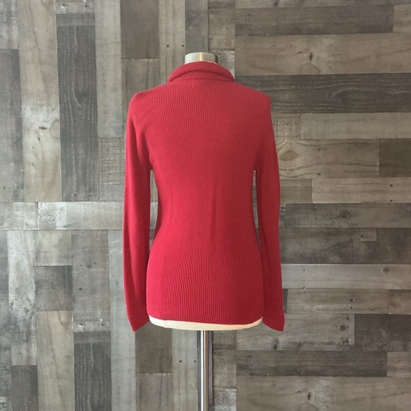 Croft & Barrow red turtleneck sweater medium classic preppy holiday party fall - Picture 8 of 11
